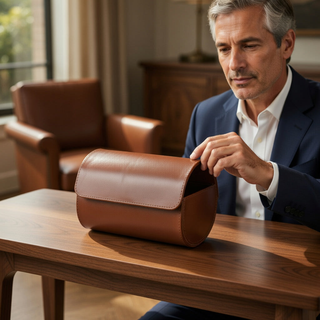 Écrin Atelier | Coffret montres double compartiment simili-cuir | Voyage sûr