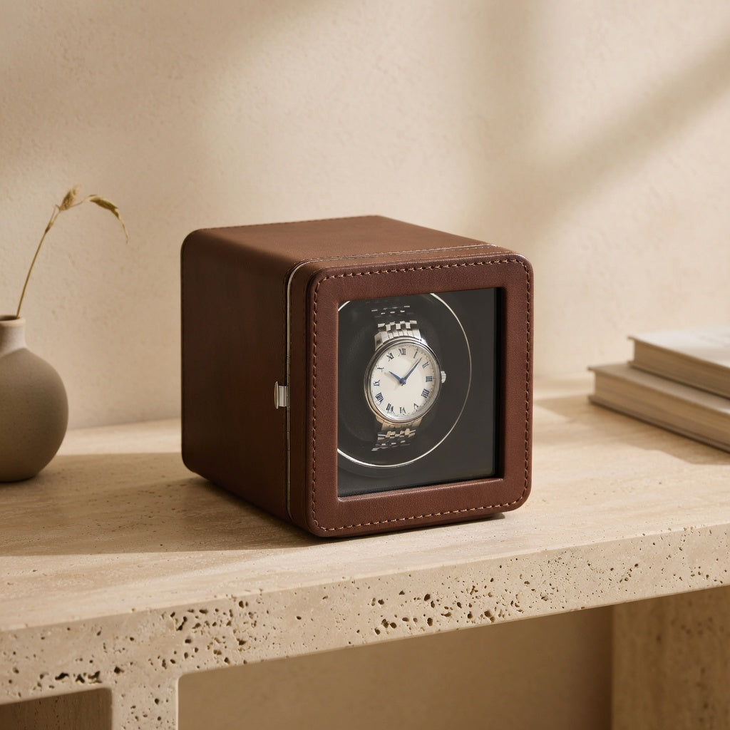 Édition | Remontoir Montre Automatique Cube Marron | Silencieux
