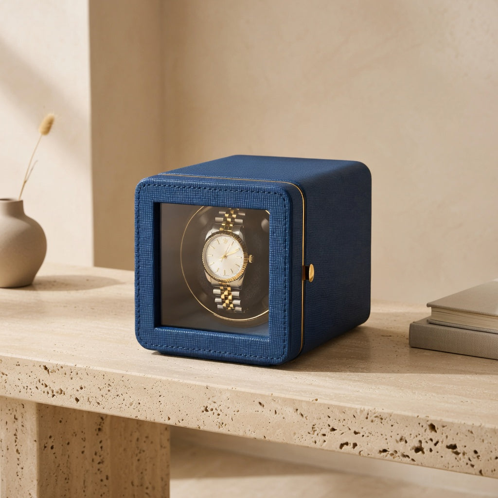 ÉlanHorloger | Remontoir Montre Cube Bleu Silencieux Mabuchi | Précision Durable