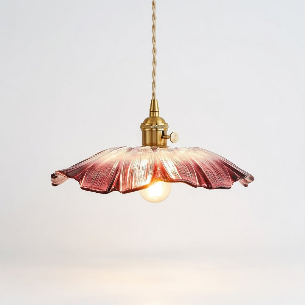 Fleurisence | Élégante Suspension Verre Rouge Pétales de Fleurs