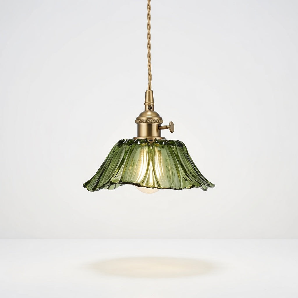 Fleurisence | Élégante Suspension Verre Rouge Pétales de Fleurs