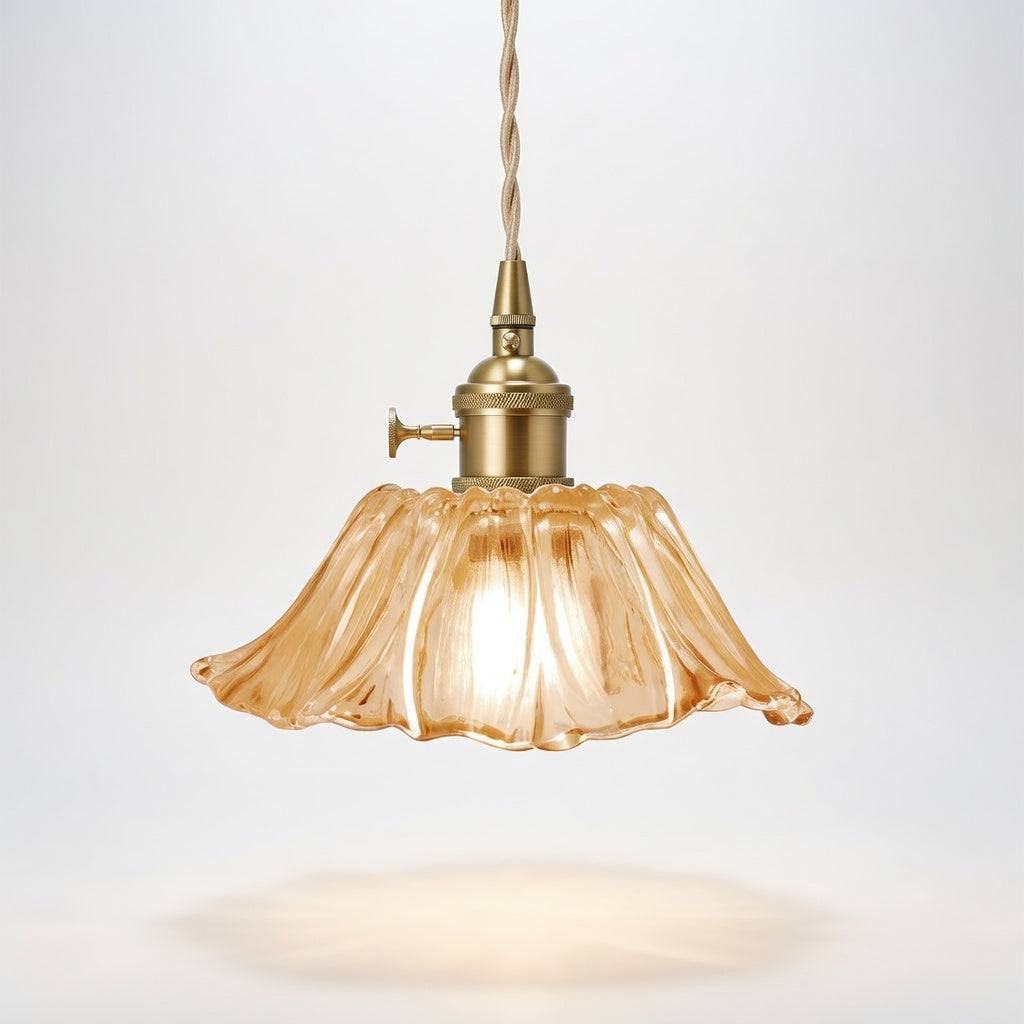 Fleurisence | Élégante Suspension Verre Rouge Pétales de Fleurs