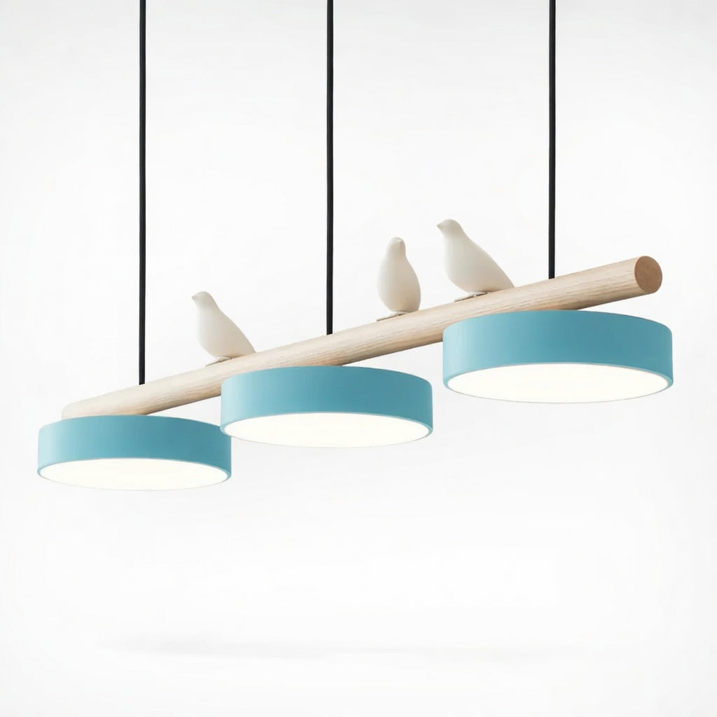AviaraBird | Élégante Suspension en Métal et Bois avec Lumière LED