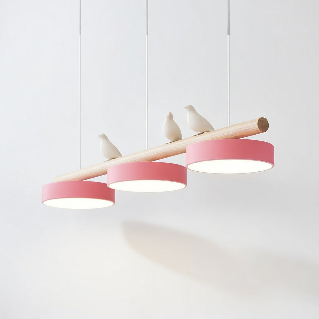 AviaraBird | Élégante Suspension en Métal et Bois avec Lumière LED