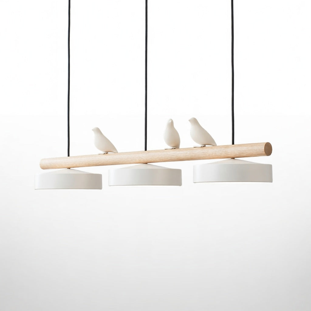 AviaraBird | Élégante Suspension en Métal et Bois avec Lumière LED