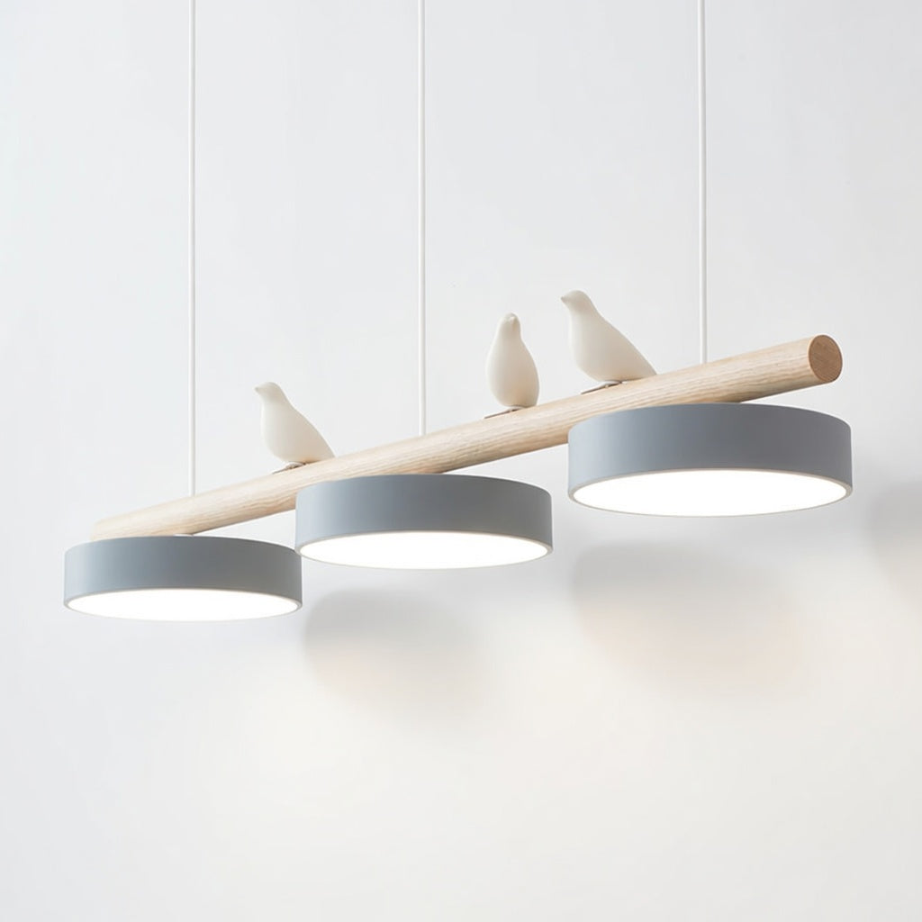 AviaraBird | Élégante Suspension en Métal et Bois avec Lumière LED