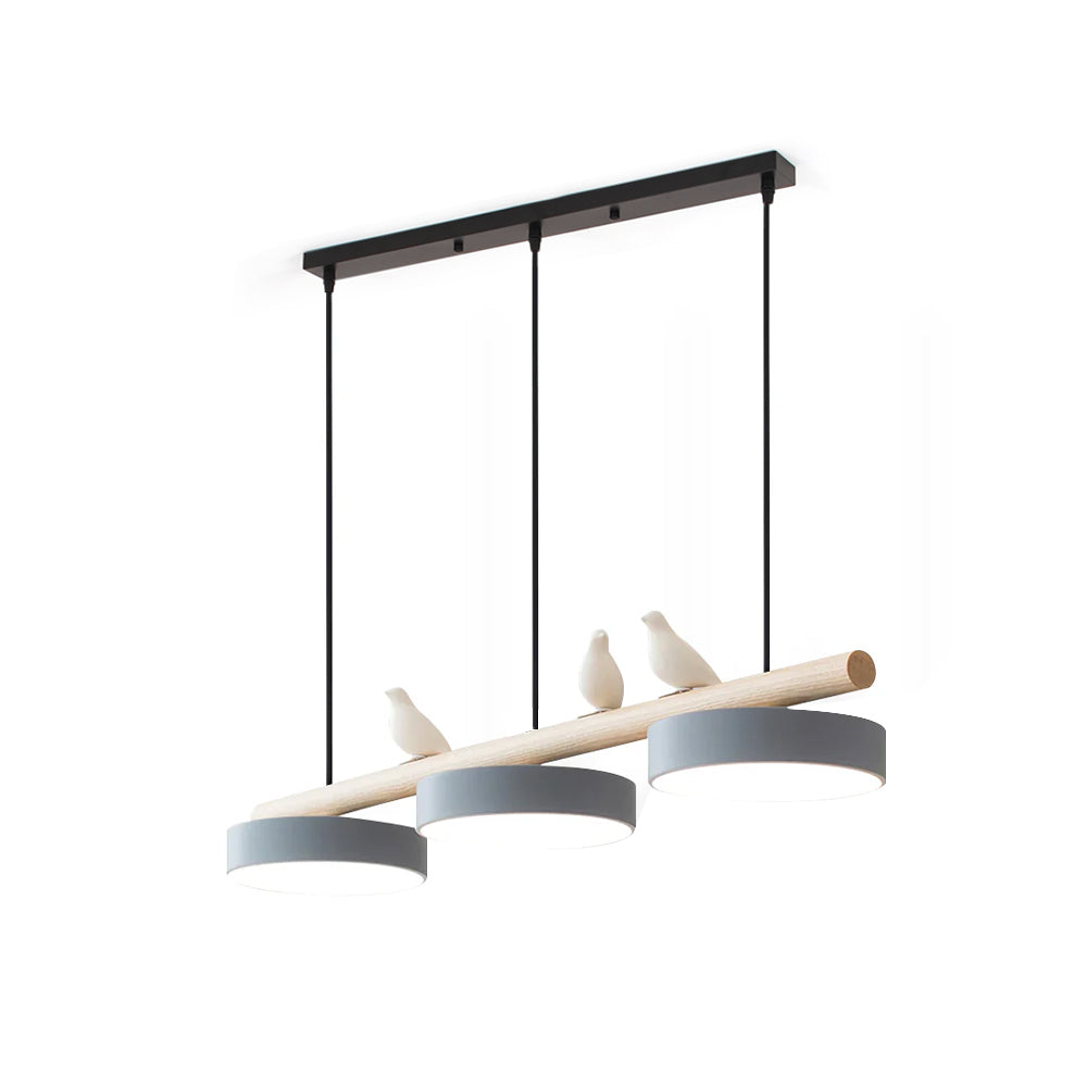 AviaraBird | Élégante Suspension en Métal et Bois avec Lumière LED 7