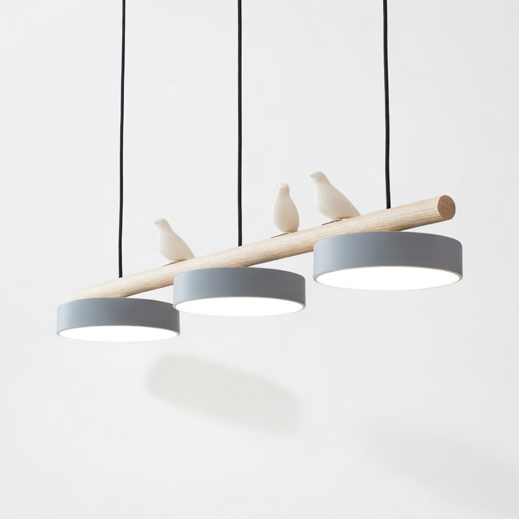 AviaraBird | Élégante Suspension en Métal et Bois avec Lumière LED