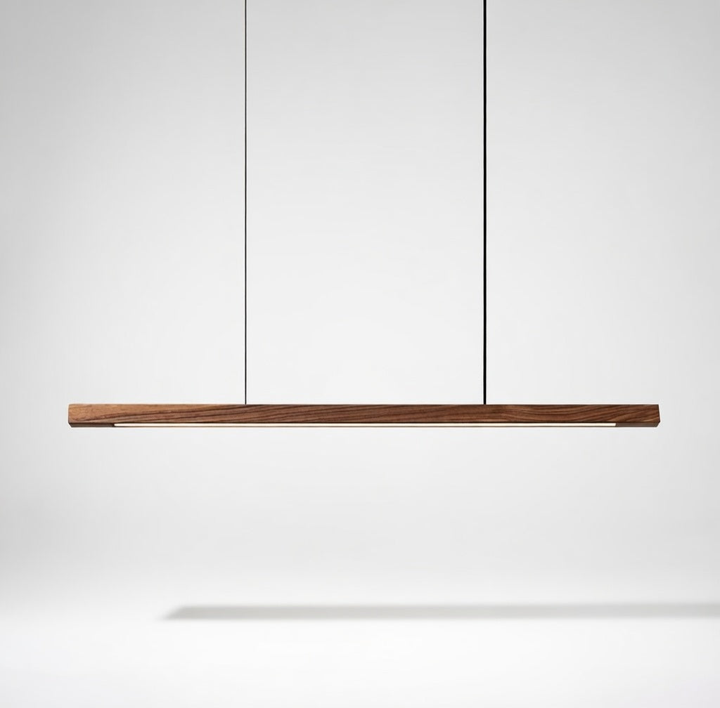 BoisNaturel | Élégant Lustre Linéaire en Bois et Métal