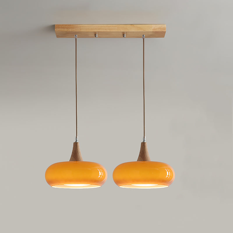CharlotteWood | Élégante Suspension en Verre Ambre et Bois Artisanale 11