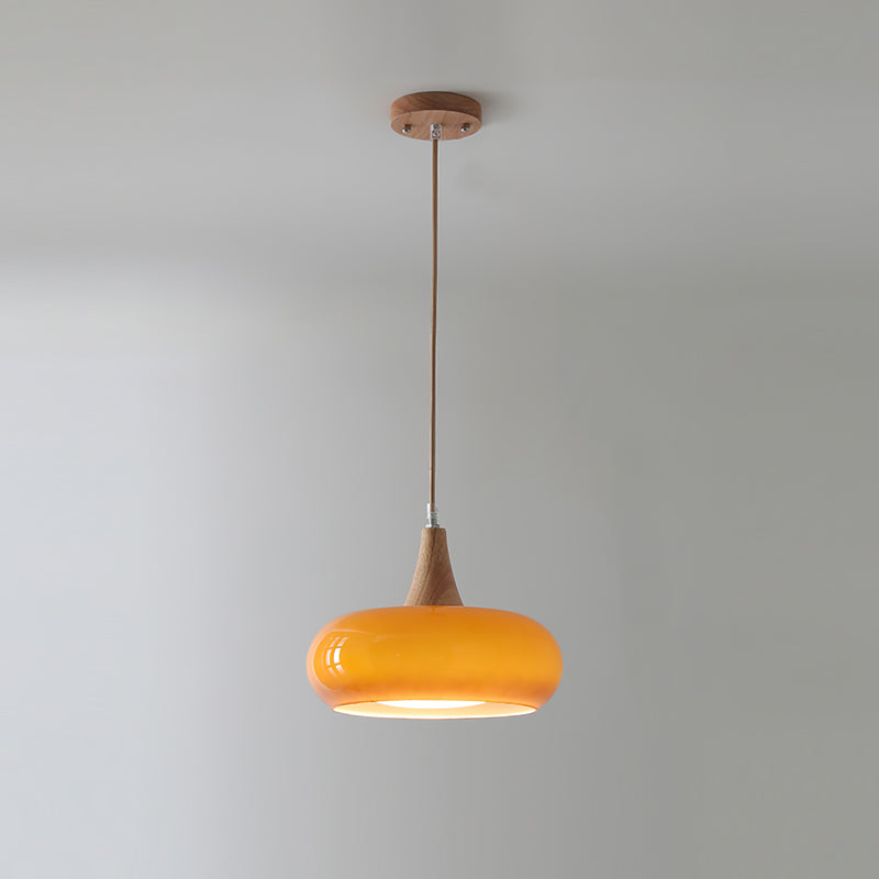 CharlotteWood | Élégante Suspension en Verre Ambre et Bois Artisanale 2