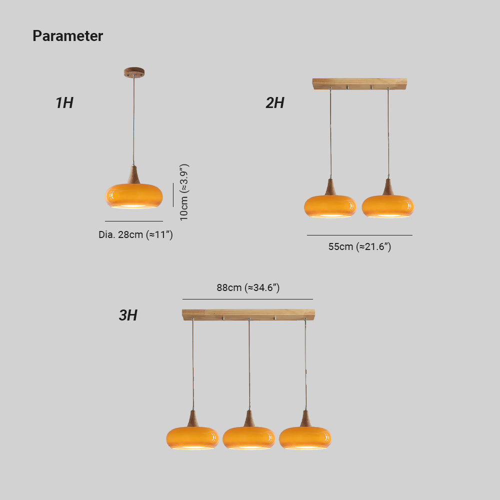 CharlotteWood | Élégante Suspension en Verre Ambre et Bois Artisanale 3