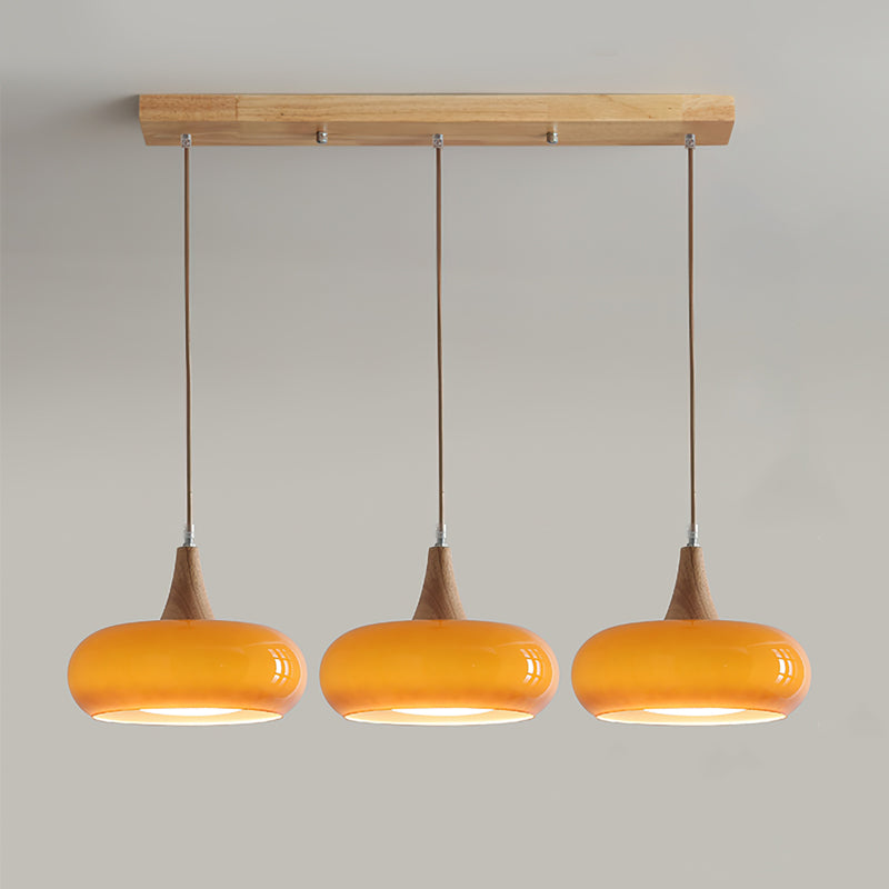 CharlotteWood | Élégante Suspension en Verre Ambre et Bois Artisanale 8