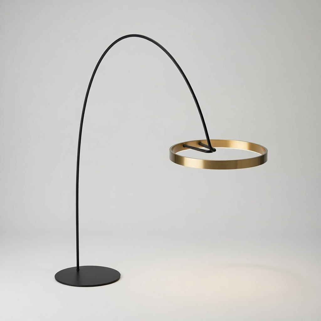CircloArc | Élégant Lampadaire Design Noir et Or Avec Lumière LED Adjustable
