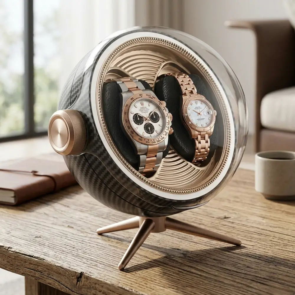 Cosmos Series | Remontoir Montres Sphère – Écrin Rotatif Pour 2 Montres