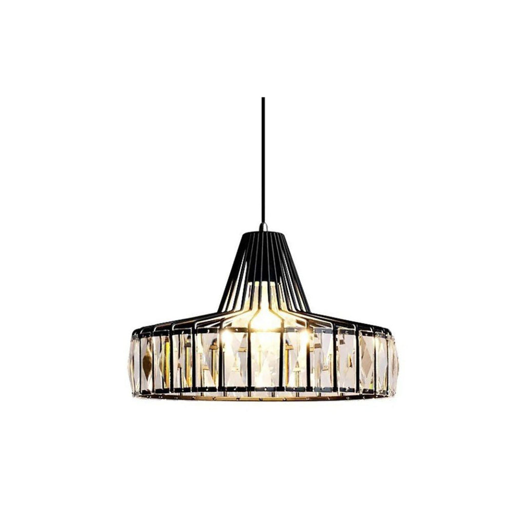 CristalNoir | Élégante Lampe Suspendue en Verre Transparent avec Cristaux 1