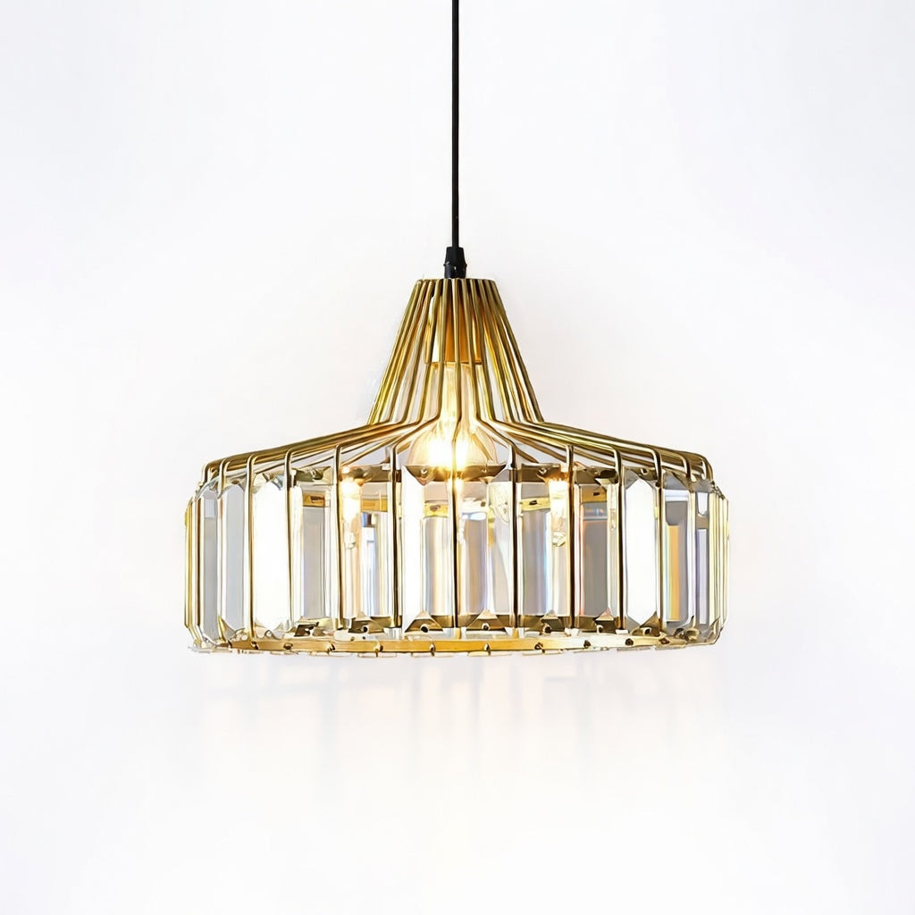 CristalNoir | Élégante Lampe Suspendue en Verre Transparent avec Cristaux