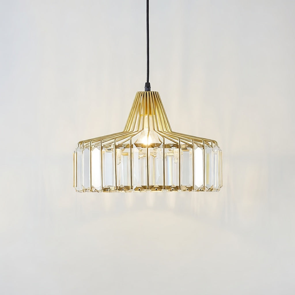 CristalNoir | Élégante Lampe Suspendue en Verre Transparent avec Cristaux