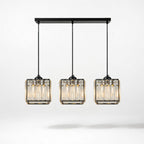 CristalNova | Élégante Suspension en Verre de Cristal Moderne 3 Têtes