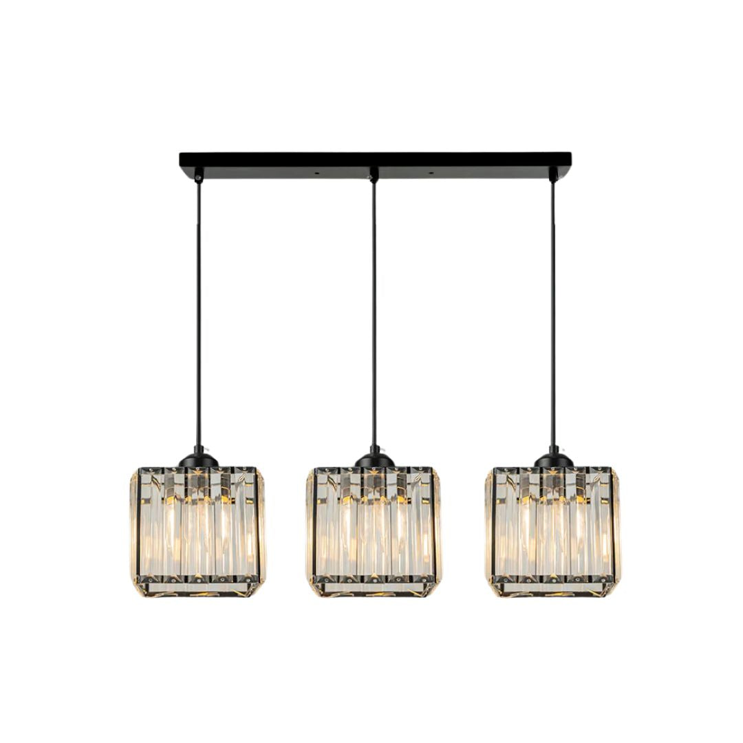 CristalNova | Élégante Suspension en Verre de Cristal Moderne 3 Têtes 1