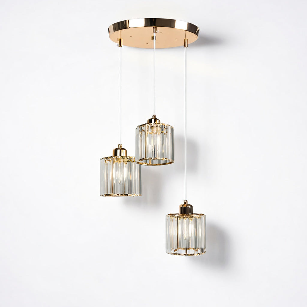 CristalNova | Élégante Suspension en Verre de Cristal Moderne 3 Têtes