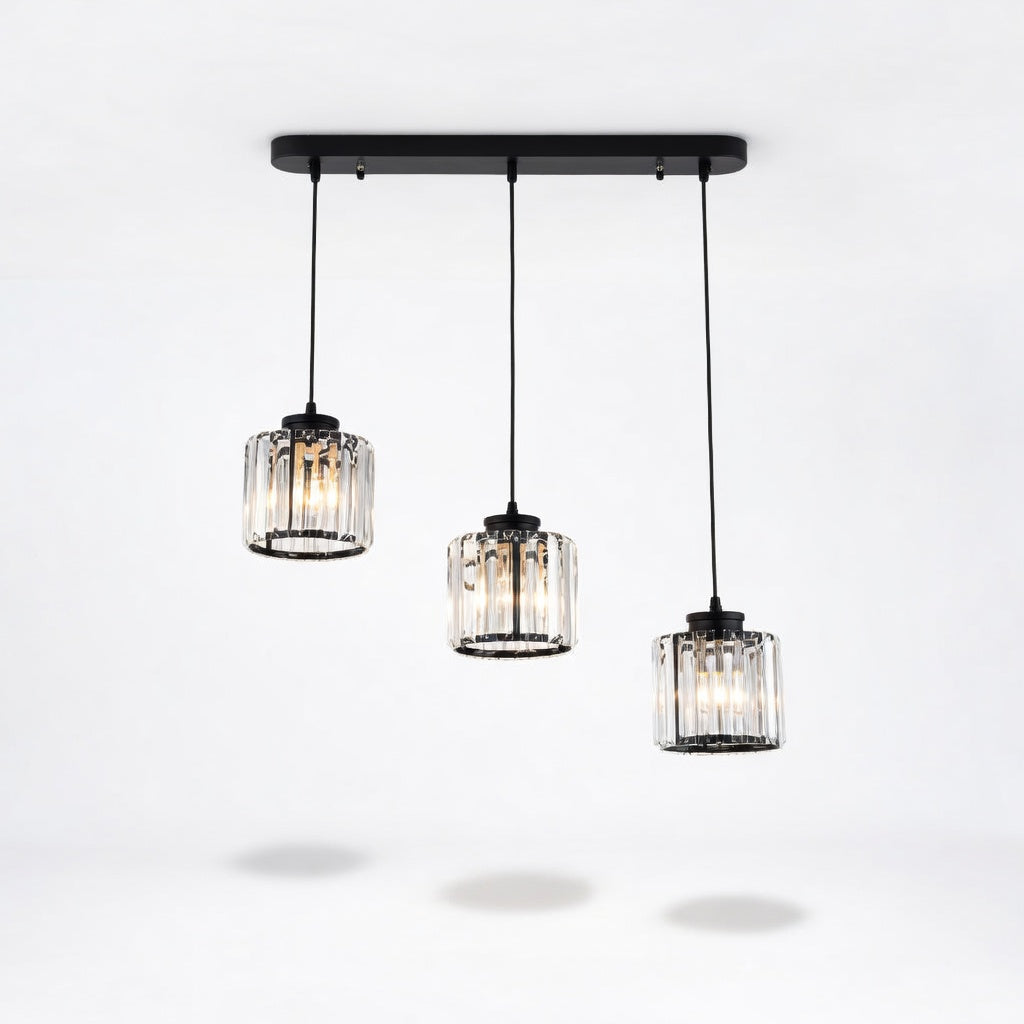 CristalNova | Élégante Suspension en Verre de Cristal Moderne 3 Têtes