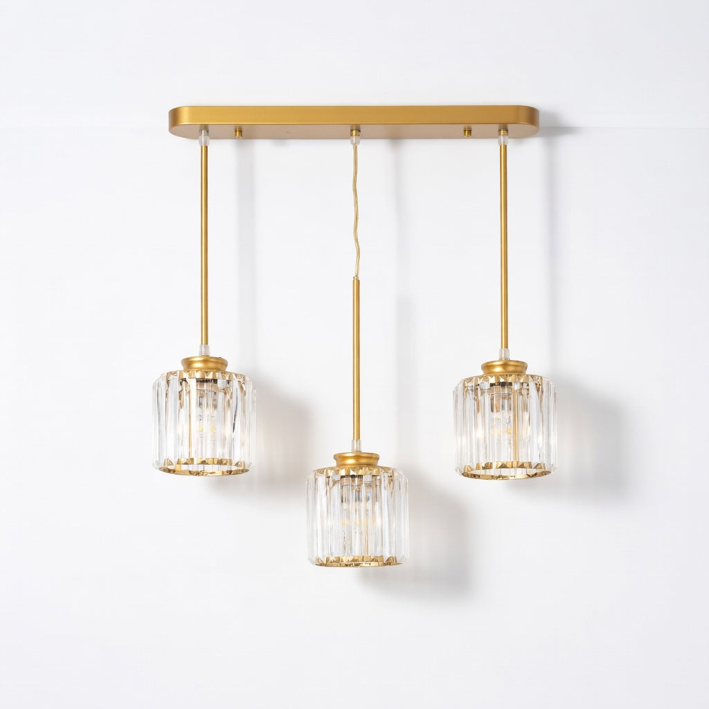 CristalNova | Élégante Suspension en Verre de Cristal Moderne 3 Têtes
