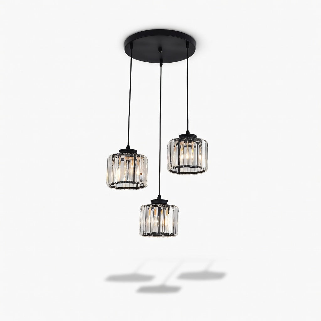 CristalNova | Élégante Suspension en Verre de Cristal Moderne 3 Têtes