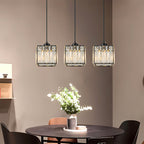 CristalNova | Élégante Suspension en Verre de Cristal Moderne 3 Têtes 3