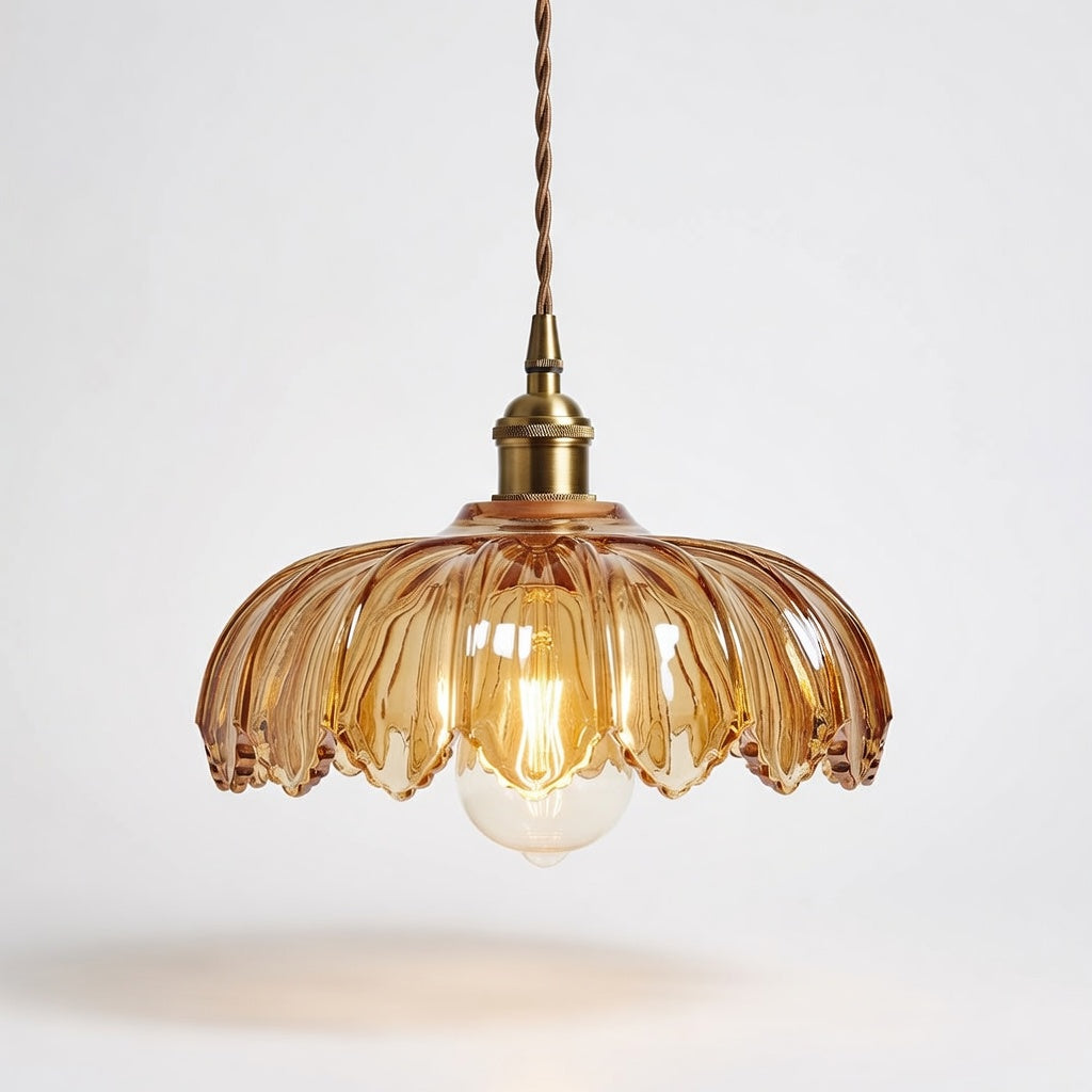 FleurVerre | Élégante Suspension Verre Design Floral Luminaire