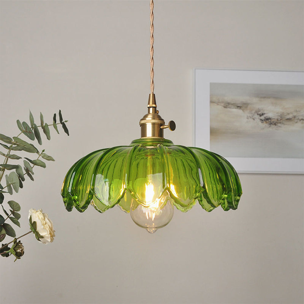 FleurVerre | Élégante Suspension Verre Design Floral Luminaire 2