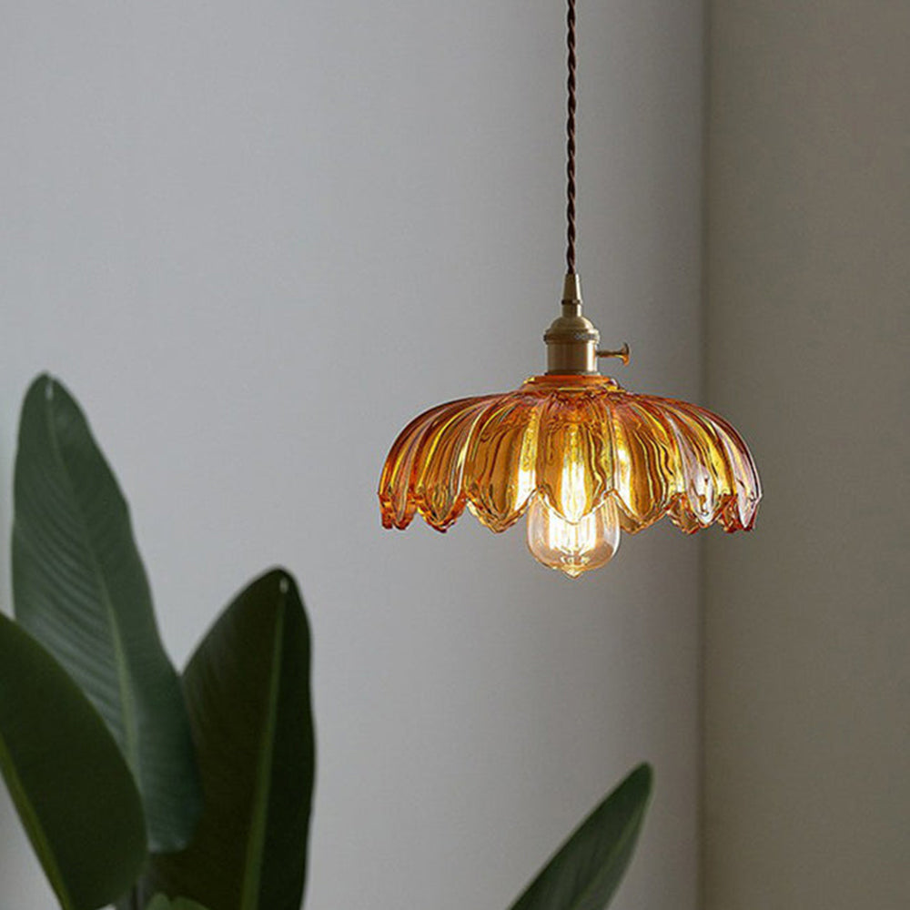FleurVerre | Élégante Suspension Verre Design Floral Luminaire 5