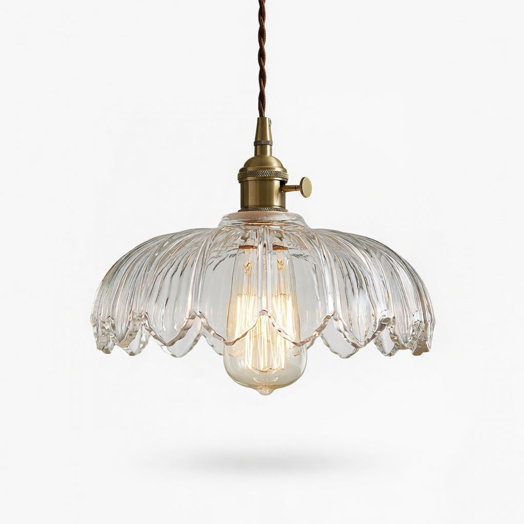 FleurVerre | Élégante Suspension Verre Design Floral Luminaire