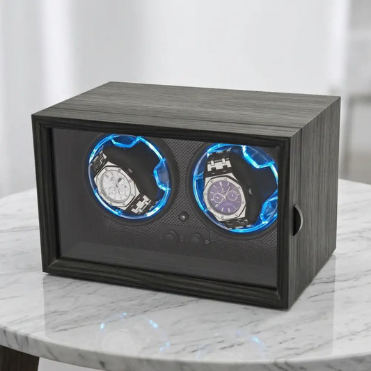 Ligne | Remontoir Montre Cube Double Corbeau Bois - Silencieux