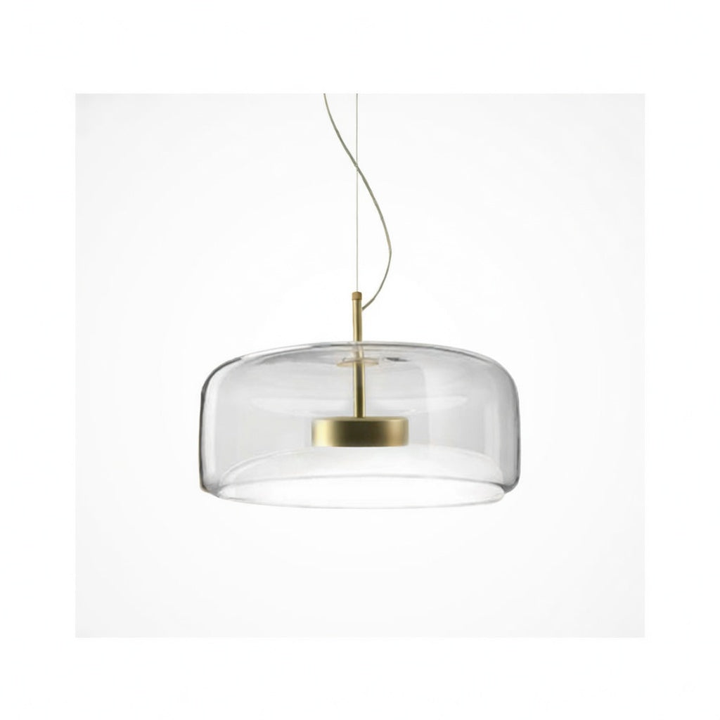 Liodell | Élégante Lampe Suspendue en Verre Transparent et Laiton