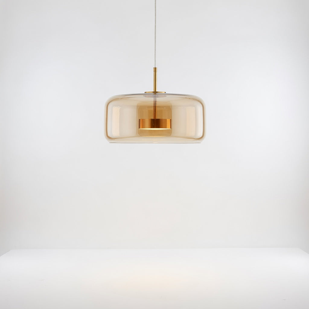 Liodell | Élégante Lampe Suspendue en Verre Transparent et Laiton