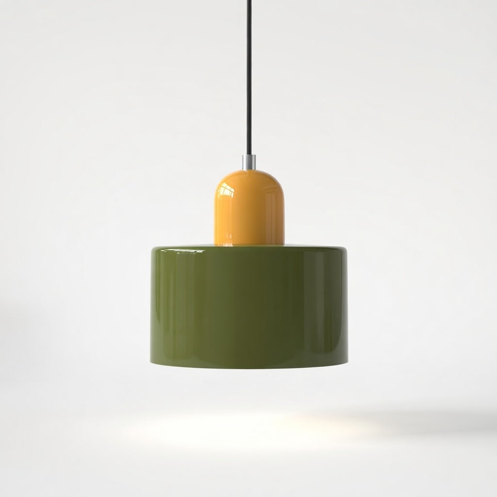 Lismeno | Élégante Lampe Suspendue Rétro en Verre Orange et Vert