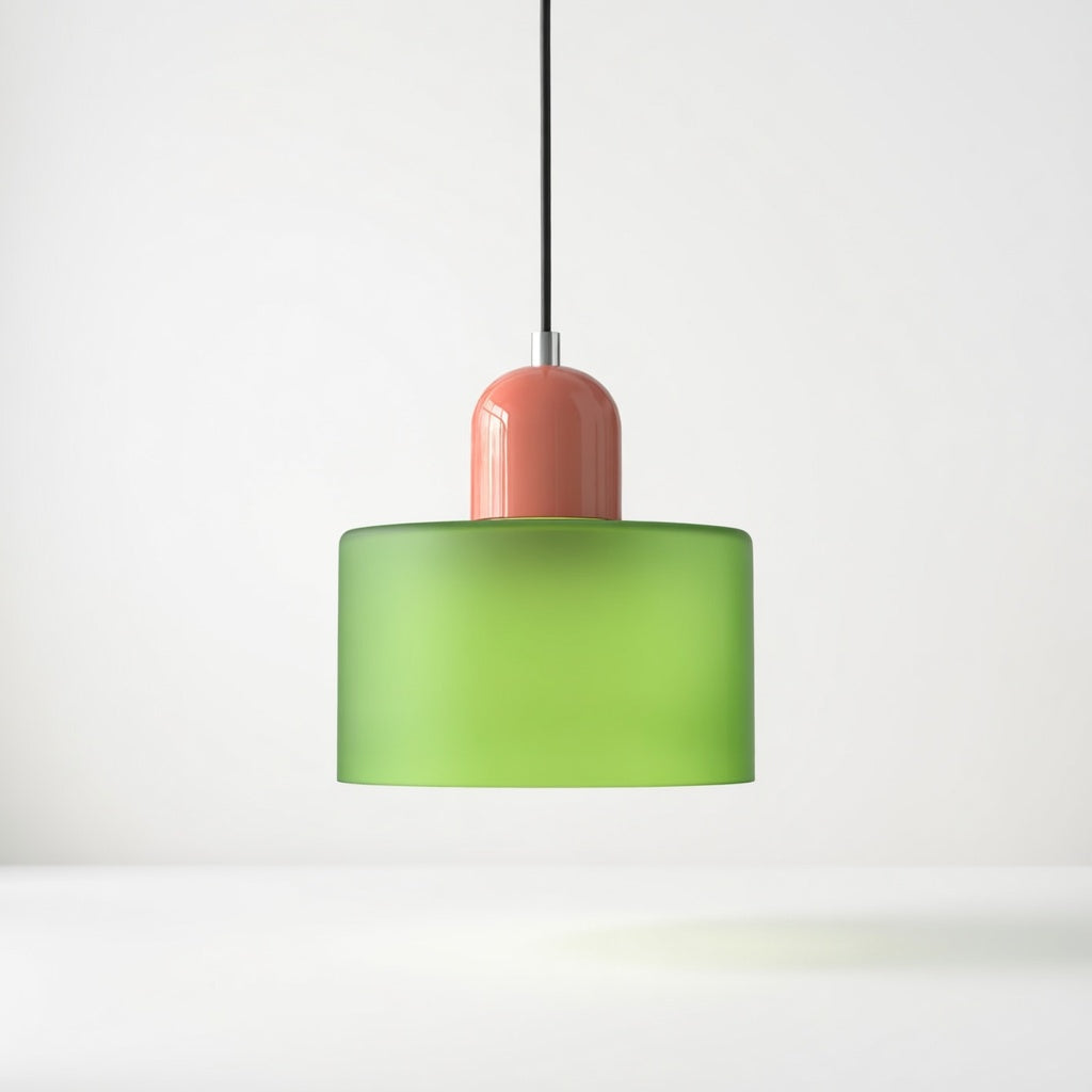 Lismeno | Élégante Lampe Suspendue Rétro en Verre Orange et Vert