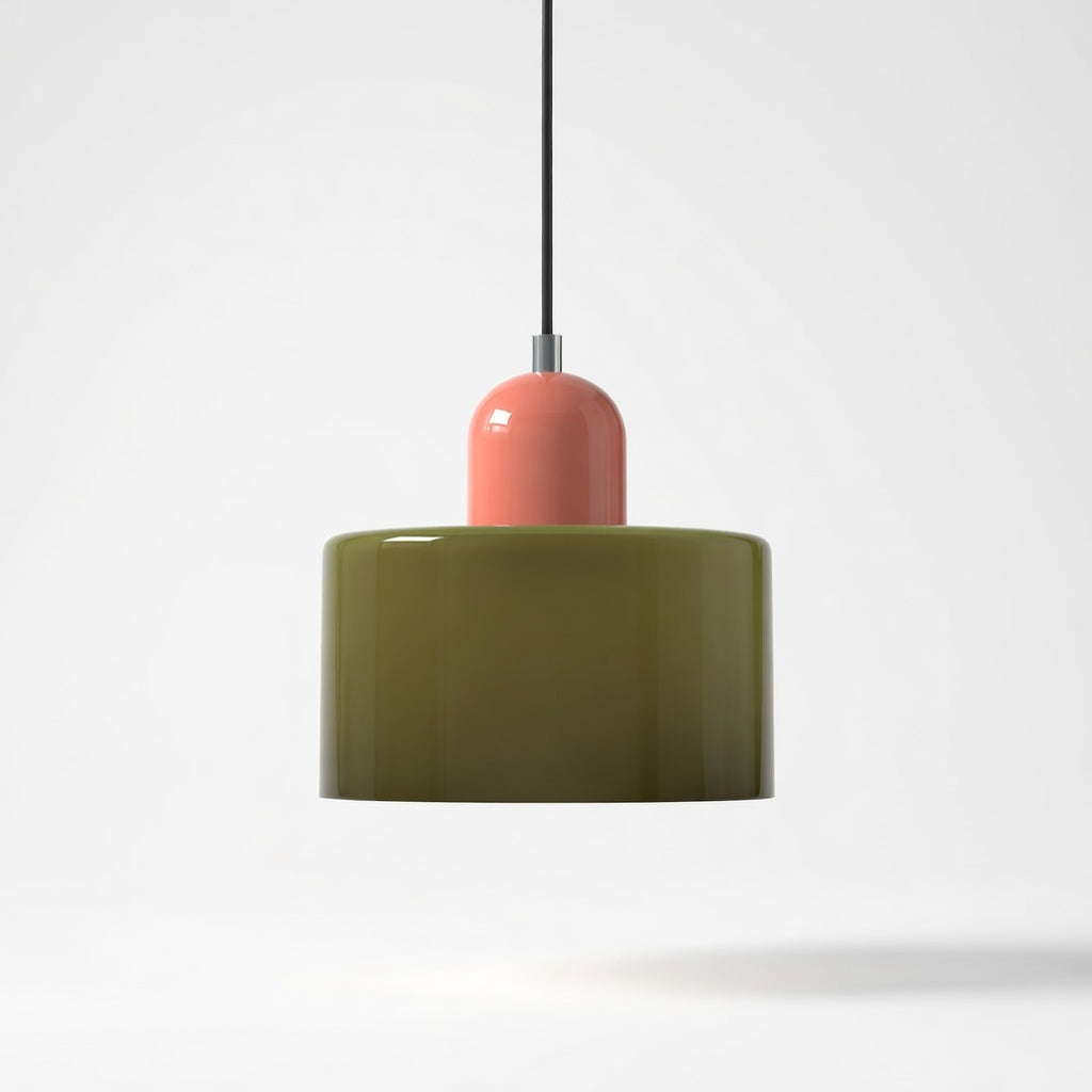 Lismeno | Élégante Lampe Suspendue Rétro en Verre Orange et Vert