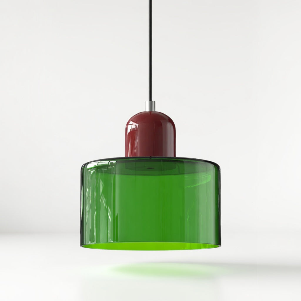 Lismeno | Élégante Lampe Suspendue Rétro en Verre Orange et Vert