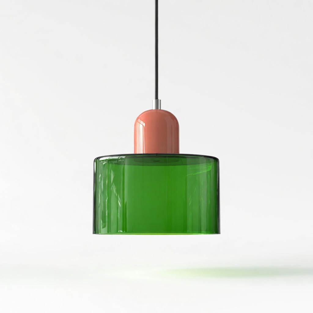 Lismeno | Élégante Lampe Suspendue Rétro en Verre Orange et Vert