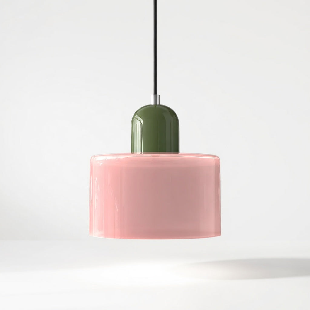 Lismeno | Élégante Lampe Suspendue Rétro en Verre Orange et Vert