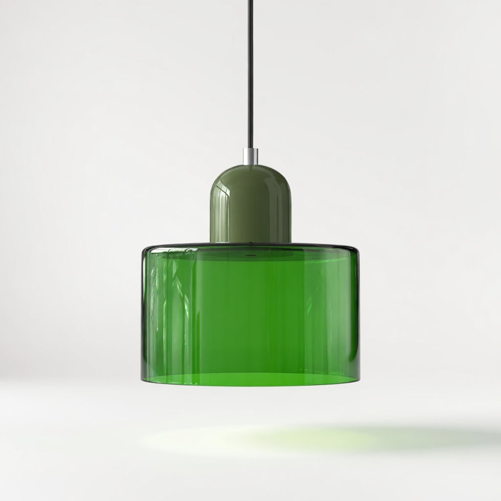 Lismeno | Élégante Lampe Suspendue Rétro en Verre Orange et Vert