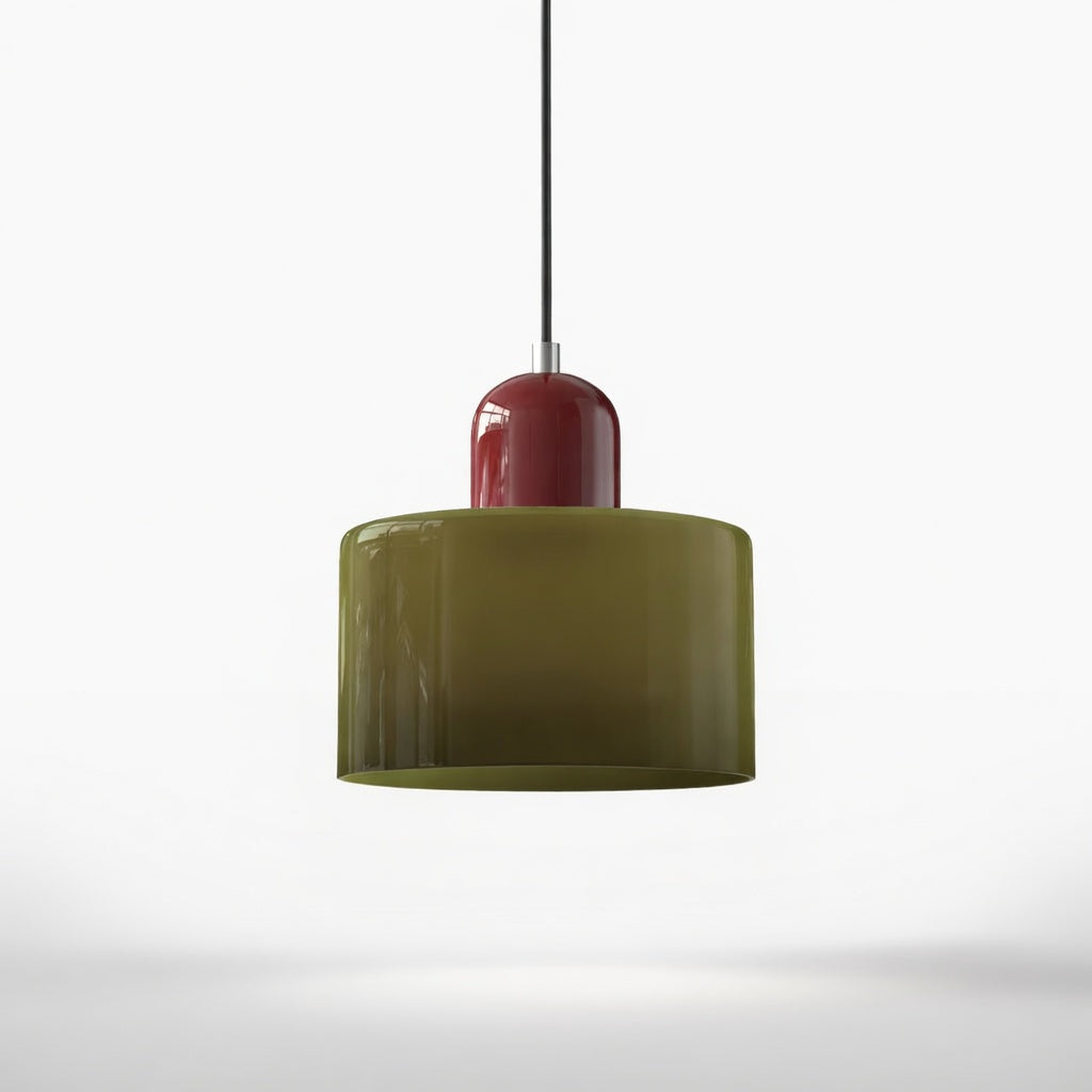 Lismeno | Élégante Lampe Suspendue Rétro en Verre Orange et Vert