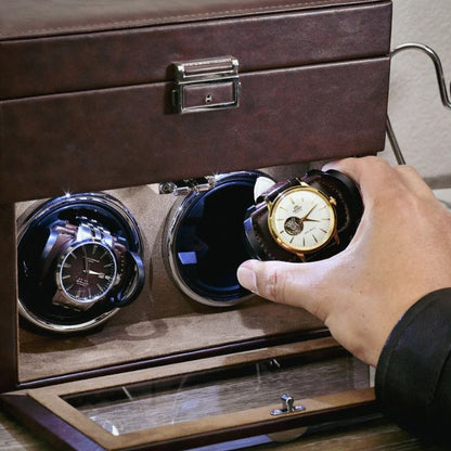 NovaLine | Remontoir Montres Automatiques Cognac - 2 Montres | Entretien optimal