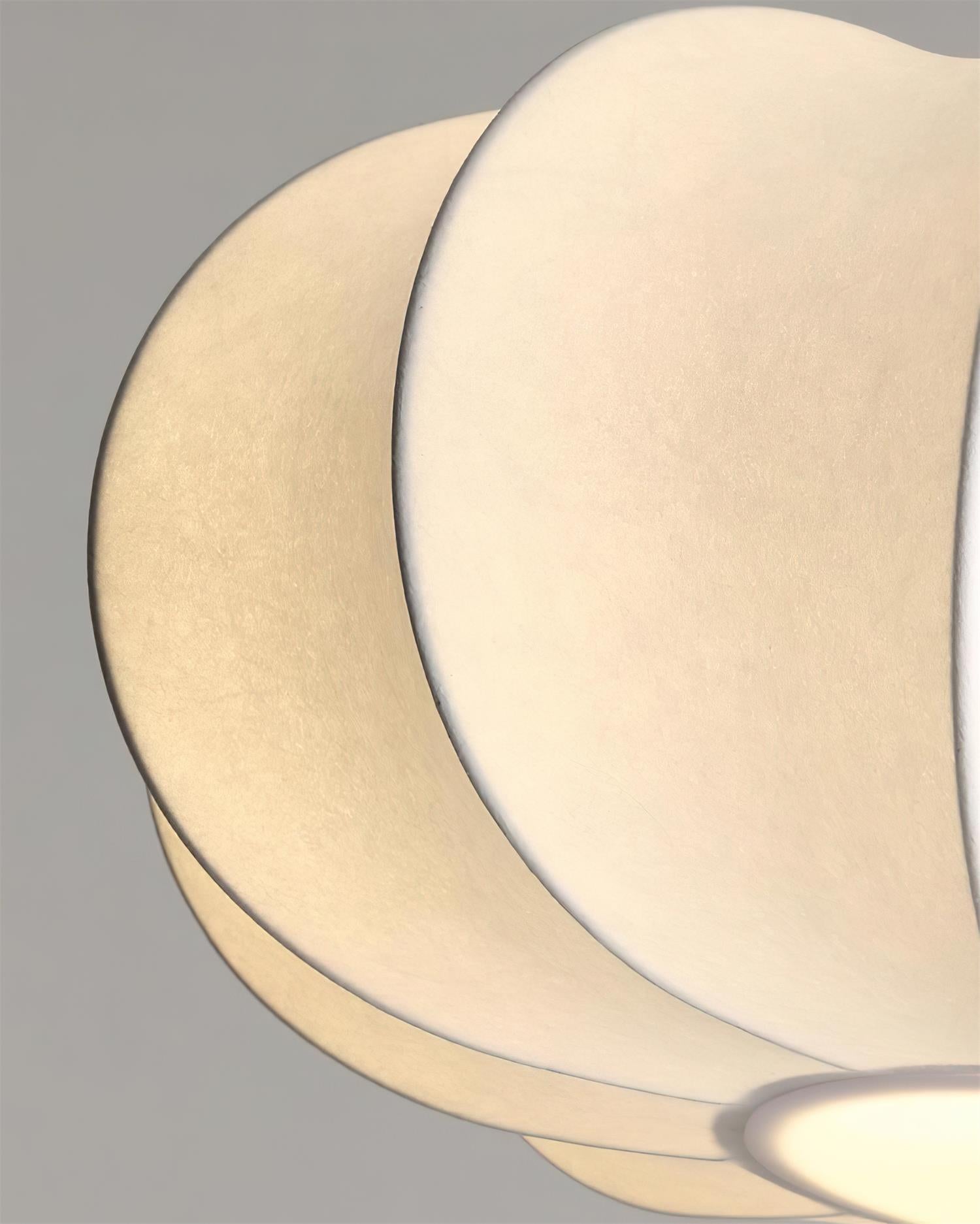 NutriaWood | Élégante Suspension Sculptée en Tissu Blanc et Noyer 4