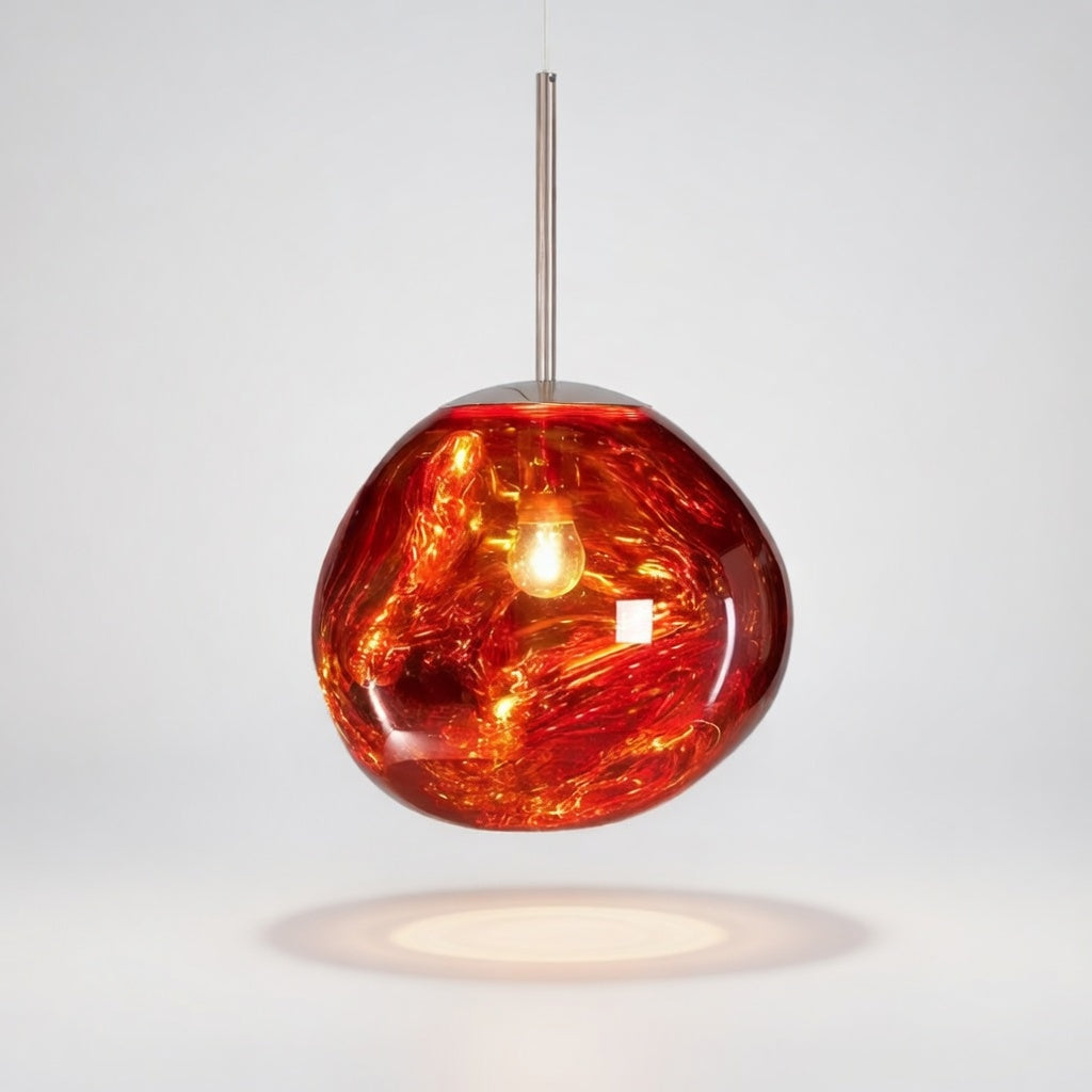 OrbeLuminaire | Élégante Lampe À Suspension Sphérique Rouge Brillante