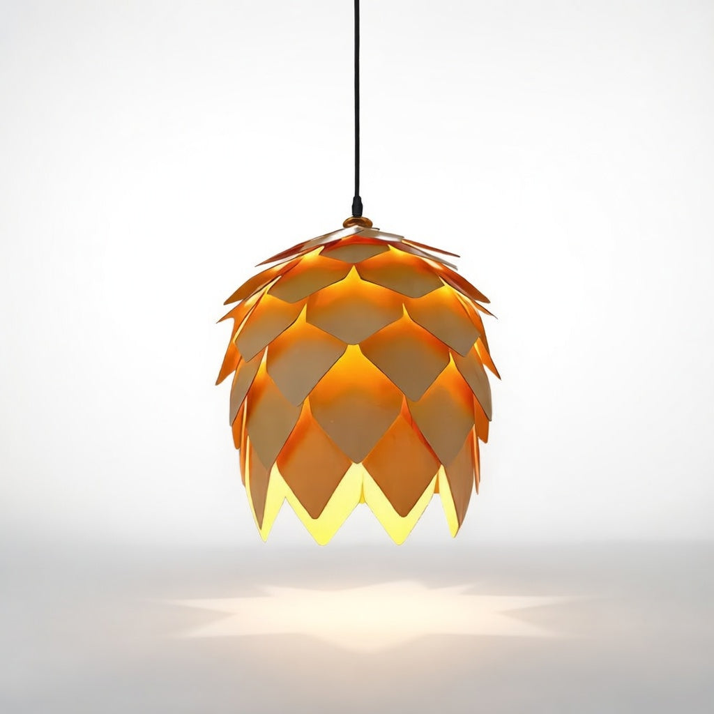 PineAura | Élégante Lampe à Suspension Naturelle pour Luminaire Chambre