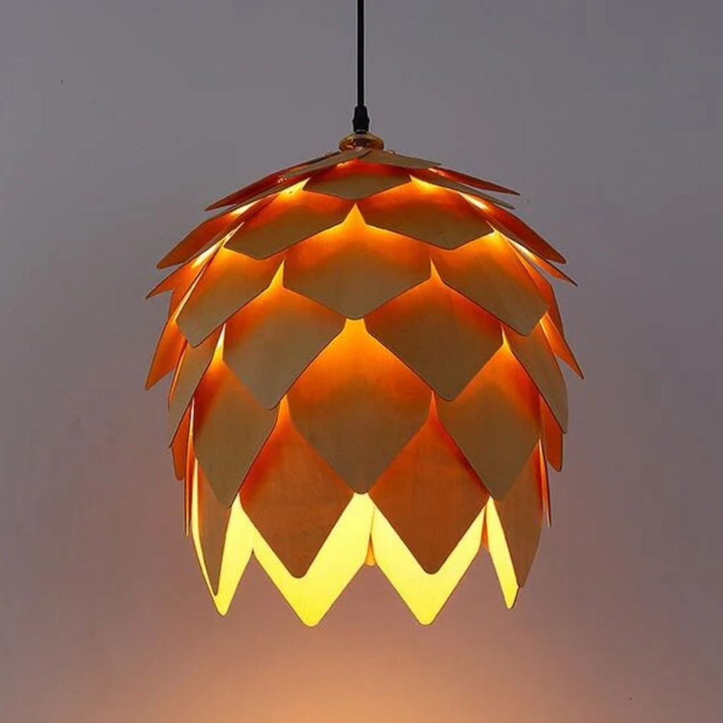 PineAura | Élégante Lampe à Suspension Naturelle pour Luminaire Chambre 1