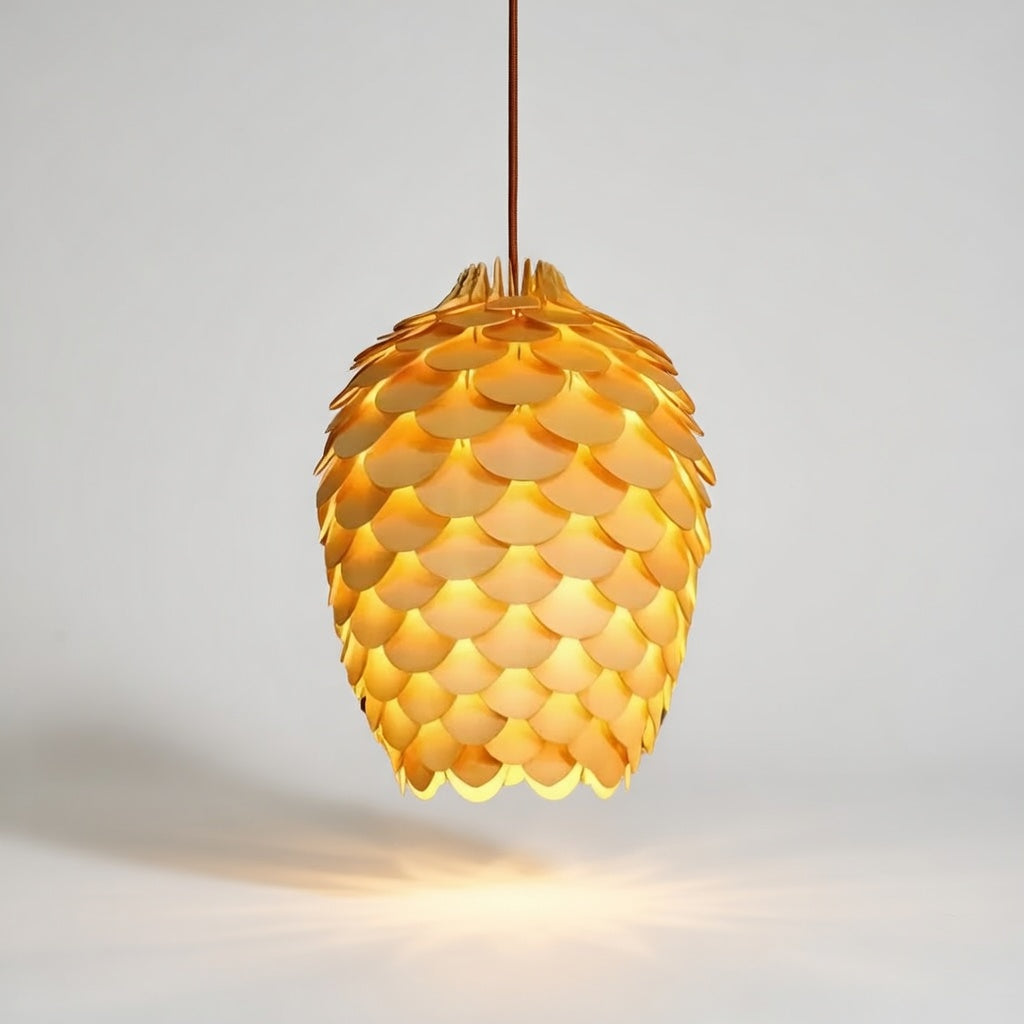 PineAura | Élégante Lampe à Suspension Naturelle pour Luminaire Chambre